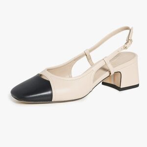 Sam Edelman Black and Beige Two-Tone Slingback Block Heel